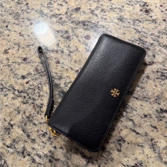 Tory Burch Black Leather Wristlet